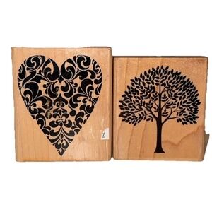 Heart Tree Rubber Stamp Black Stamppendous Penny Black Set of 2